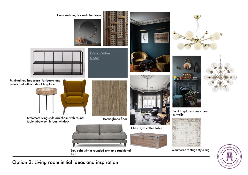 a concept mood board for a living room by Natalie Holden Interiors 