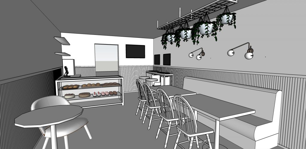 Example 3D sketch visual : Cafe Concept by Natalie Holden Interiors