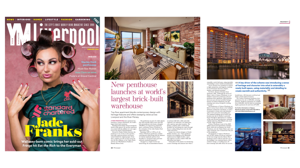 YM Liverpool February Edition cover and double page spread featuring Natalie Holden INteriors.